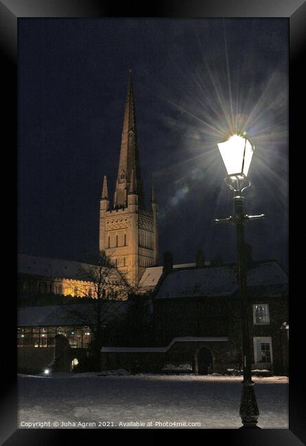 Norwich Cathedral Winter Framed Print by Juha Agren