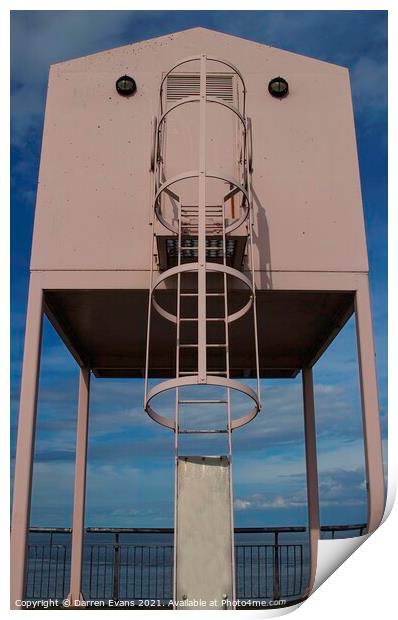 Pink observation tower Print by Darren Evans