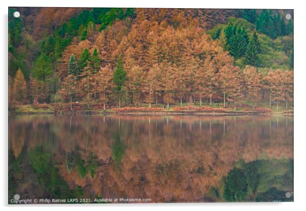 Reflections on Derwent Reservoir Acrylic by Philip Baines