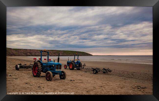 Waiting for the Boats on Filey beach Framed Print by Richard Perks