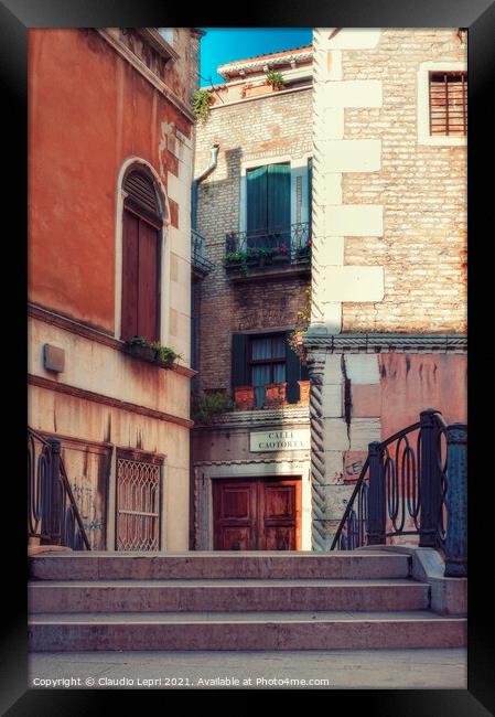 Alley in Venice  Framed Print by Claudio Lepri