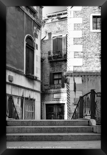 Alley in Venice Black&White Framed Print by Claudio Lepri