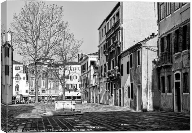 Square in Venice Black&White Canvas Print by Claudio Lepri