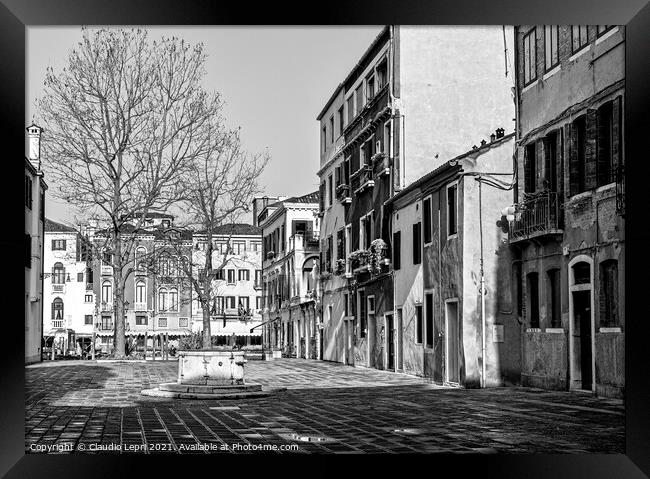 Square in Venice Black&White Framed Print by Claudio Lepri