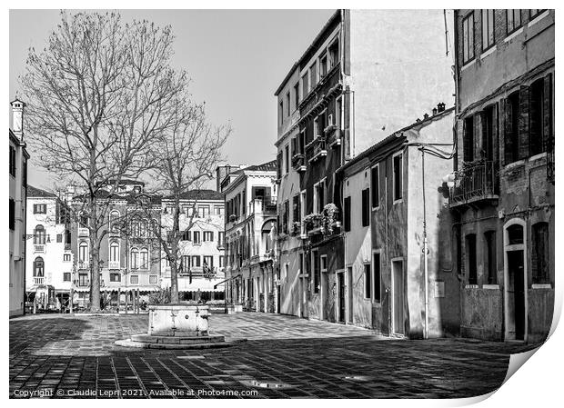 Square in Venice Black&White Print by Claudio Lepri