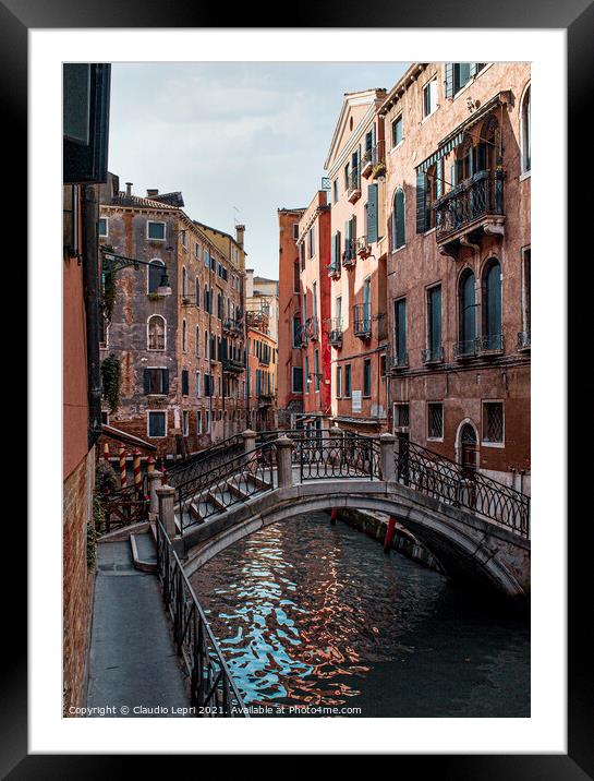 Small canal in Venice Framed Mounted Print by Claudio Lepri