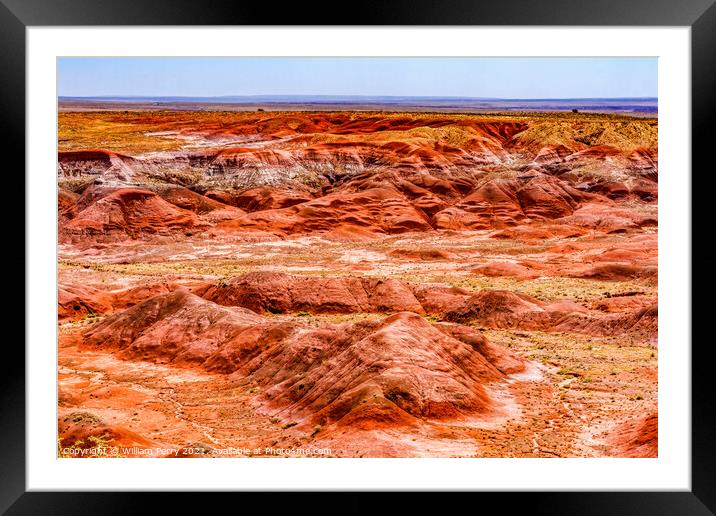 Tawa Point Painted Desert Petrified Forest National Park Arizona Framed Mounted Print by William Perry