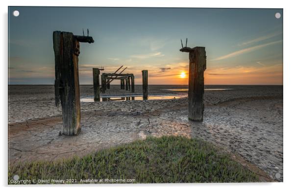 Low Tide Sunset on Snettisham Beach Acrylic by David Powley