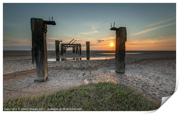 Low Tide Sunset on Snettisham Beach Print by David Powley
