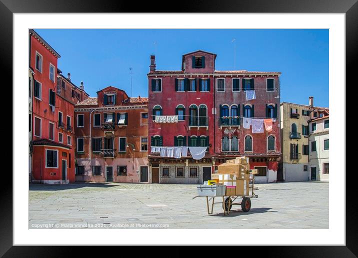 Venice square Framed Mounted Print by Maria Vonotna