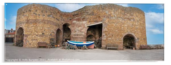 Beadnell Harbour Northumberland Lime Kilns Acrylic by Holly Burgess