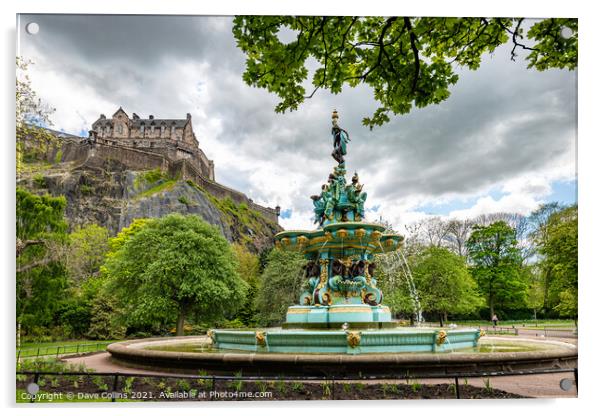 Ross Fountain in West Princes Street Public Gardens with Edinburgh Castle in the background, Edinburgh, Scotland Acrylic by Dave Collins