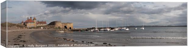 Nightfall at Beadnell's Historic Harbour Canvas Print by Holly Burgess