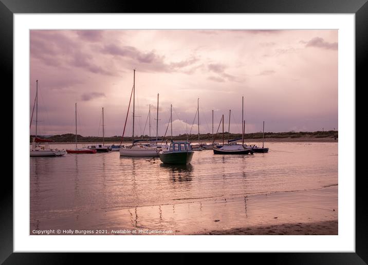 Evening Serenity: Beadnell Harbour's Fishing Fleet Framed Mounted Print by Holly Burgess