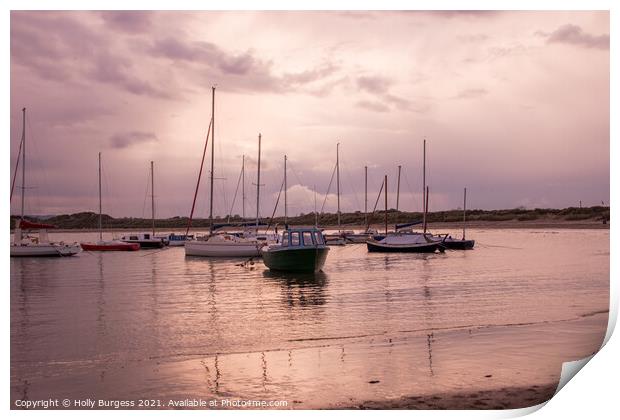 Evening Serenity: Beadnell Harbour's Fishing Fleet Print by Holly Burgess