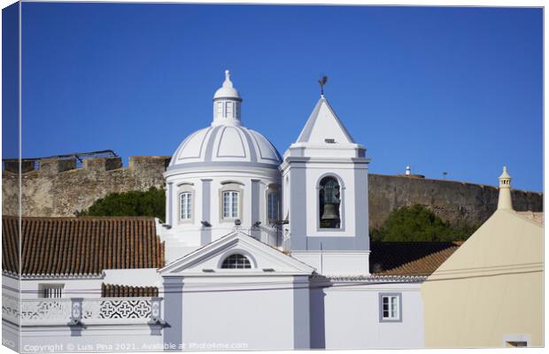 Castro Marim church view in Algarve, Portugal with the castle on the background Canvas Print by Luis Pina