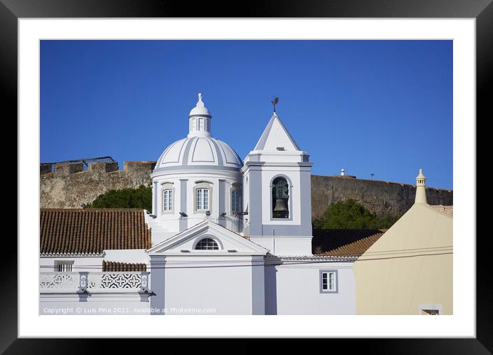 Castro Marim church view in Algarve, Portugal with the castle on the background Framed Mounted Print by Luis Pina