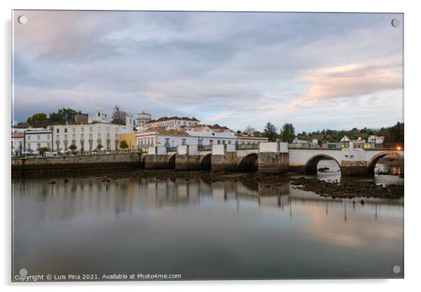 Tavira city view with river gilao in Algarve at sunset, Portugal Acrylic by Luis Pina
