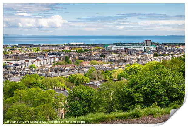 View of Edinburgh from Carlton Hill looking East towards the Easter Road Football Stadium,  Scotland Print by Dave Collins
