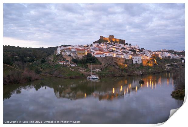 Mertola city view at sunset with Guadiana river in Alentejo, Portugal Print by Luis Pina