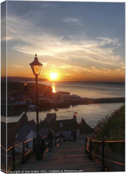 Sunset at Whitby  Canvas Print by Sue Walker
