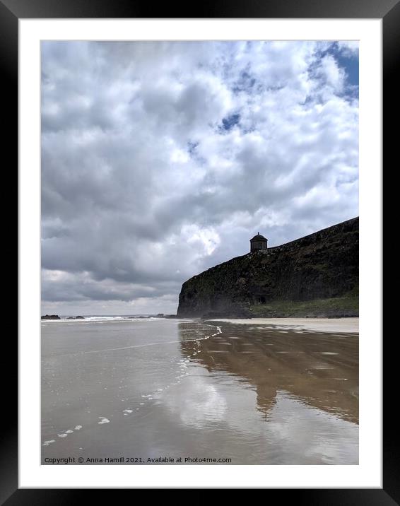 View of Mussenden Temple from Benone beach  Framed Mounted Print by Anna Hamill