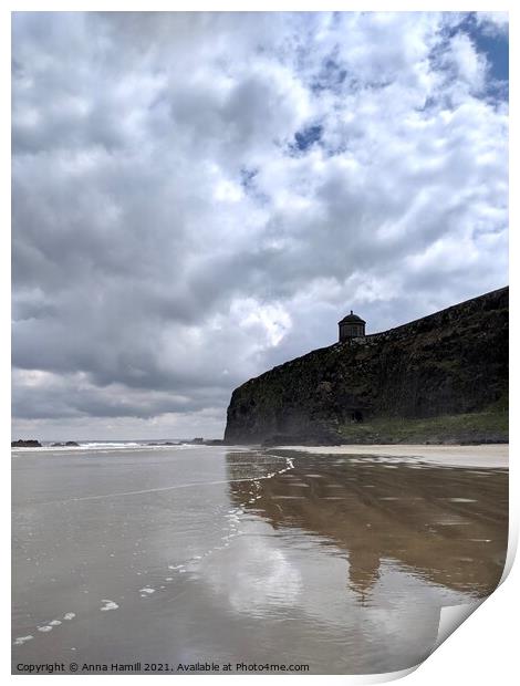 View of Mussenden Temple from Benone beach  Print by Anna Hamill