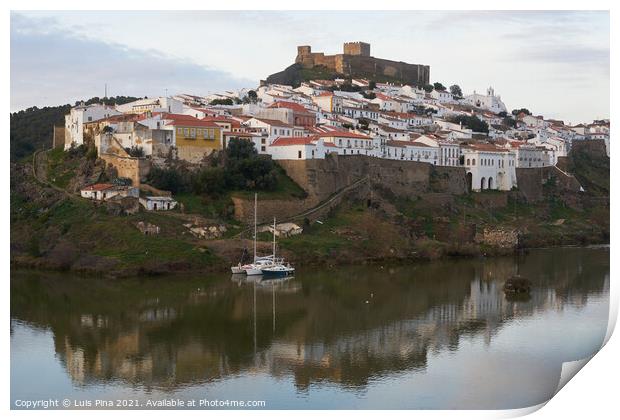 Mertola city view at sunset with Guadiana river in Alentejo, Portugal Print by Luis Pina