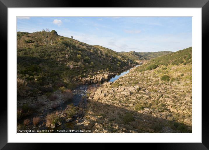 Landscape of Alentejo near Mertola with Guadiana river Framed Mounted Print by Luis Pina