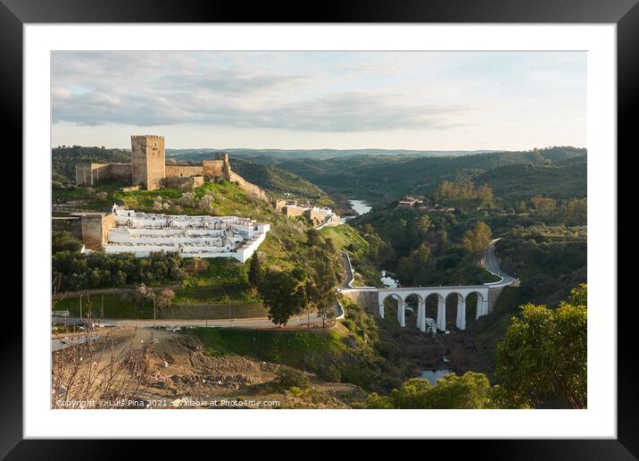 Landscape of Alentejo near Mertola with Guadiana river, in Portugal Framed Mounted Print by Luis Pina