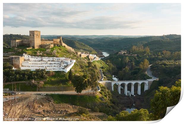 Landscape of Alentejo near Mertola with Guadiana river, in Portugal Print by Luis Pina