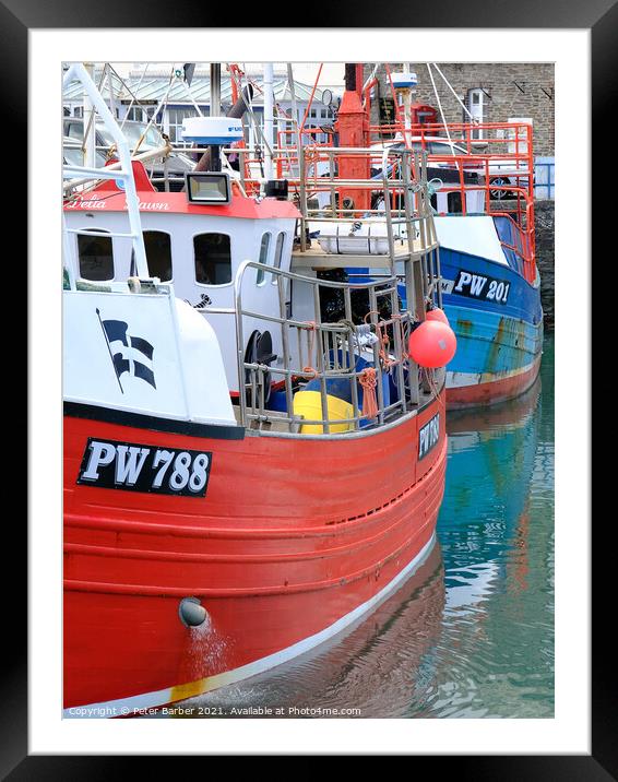 Padstow Fishing boats Framed Mounted Print by Peter Barber