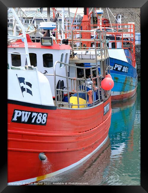 Padstow Fishing boats Framed Print by Peter Barber