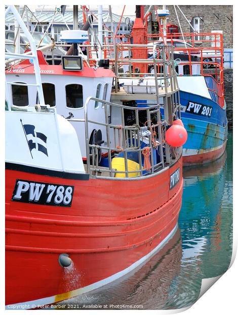 Padstow Fishing boats Print by Peter Barber