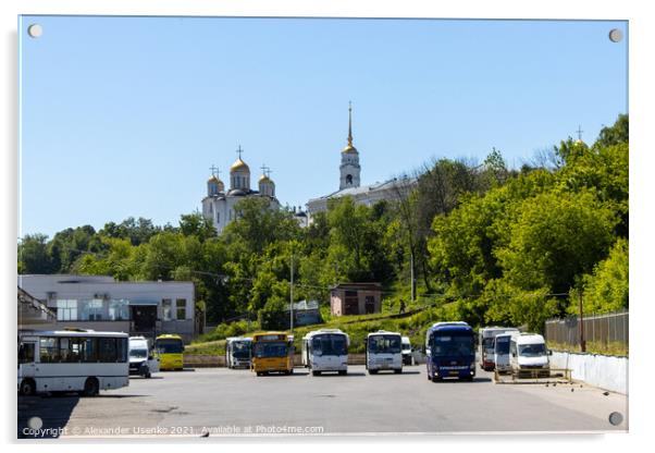 Bus station and view of the Assumption Cathedral Acrylic by Alexander Usenko