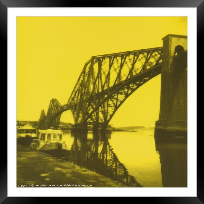Forth Bridge - Yellow Duochrome Framed Mounted Print by Lee Osborne