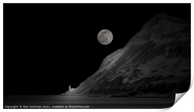 Holy Isle Outer Lighthouse Print by Ros Ambrose