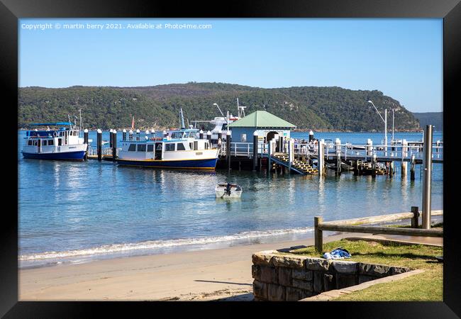 Ferry boats at Palm Beach Ferry Wharf Framed Print by martin berry