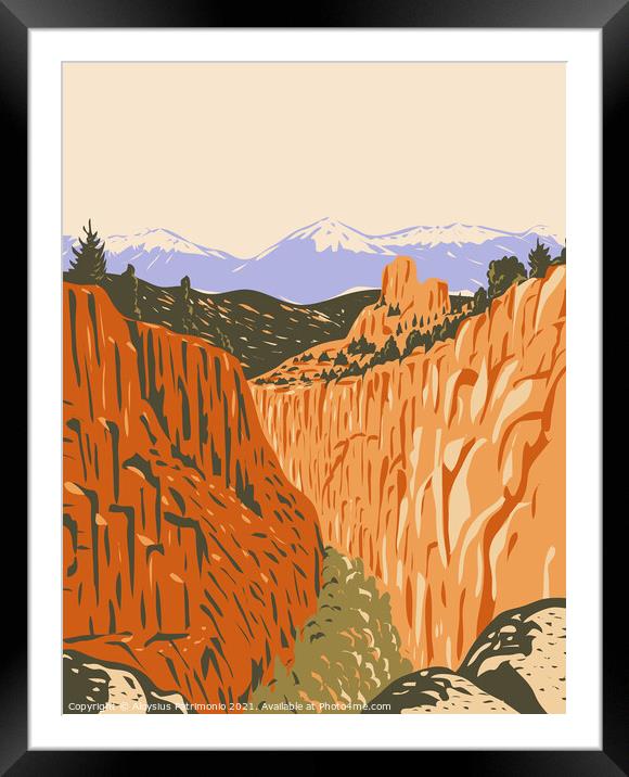 Browns Canyon National Monument with Canyons and Forests in Arkansas River Valley and the Sawatch Range in Chaffee County Colorado WPA Poster Art Framed Mounted Print by Aloysius Patrimonio