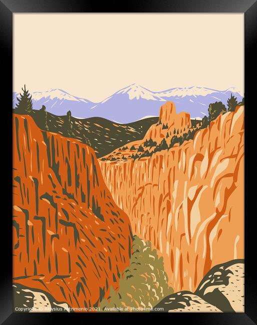 Browns Canyon National Monument with Canyons and Forests in Arkansas River Valley and the Sawatch Range in Chaffee County Colorado WPA Poster Art Framed Print by Aloysius Patrimonio