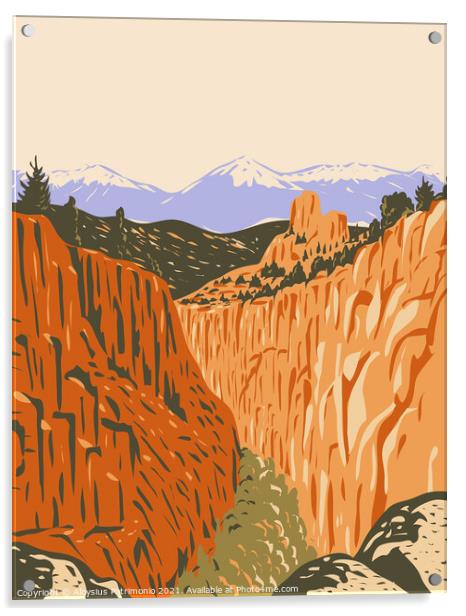 Browns Canyon National Monument with Canyons and Forests in Arkansas River Valley and the Sawatch Range in Chaffee County Colorado WPA Poster Art Acrylic by Aloysius Patrimonio