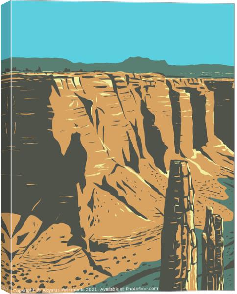 Spider Rock Sandstone Spire in Canyon De Chelly National Monument on Navajo Tribal Lands in Arizona WPA Poster Art Canvas Print by Aloysius Patrimonio