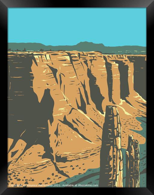 Spider Rock Sandstone Spire in Canyon De Chelly National Monument on Navajo Tribal Lands in Arizona WPA Poster Art Framed Print by Aloysius Patrimonio