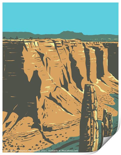 Spider Rock Sandstone Spire in Canyon De Chelly National Monument on Navajo Tribal Lands in Arizona WPA Poster Art Print by Aloysius Patrimonio