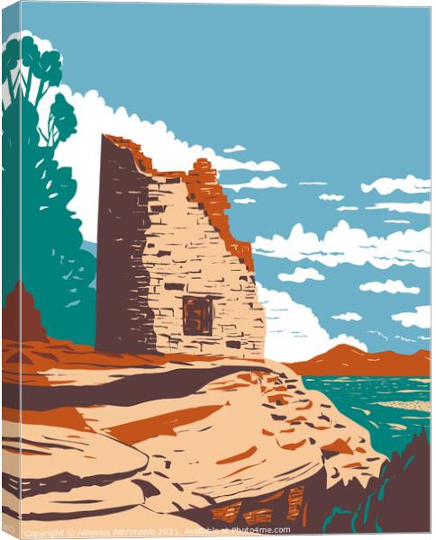 Painted Hand Pueblo in Canyon of the Ancients National Monument in Southwest Colorado WPA Poster Art Canvas Print by Aloysius Patrimonio