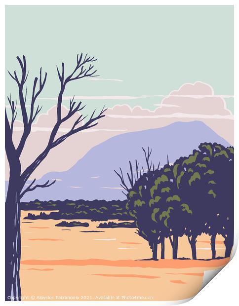 Capulin Volcano National Monument with Extinct Cinder Cone Volcano Part of Raton-Clayton Volcanic Field in New Mexico WPA Poster Art Print by Aloysius Patrimonio