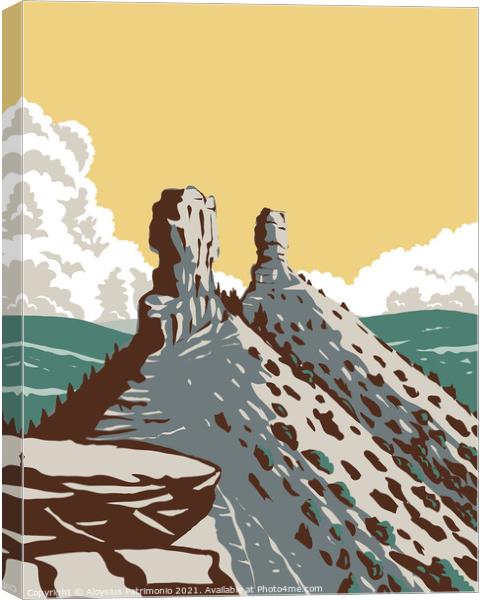 Chimney Rock National Monument in San Juan National Forest in Southwestern Colorado WPA Poster Art Canvas Print by Aloysius Patrimonio