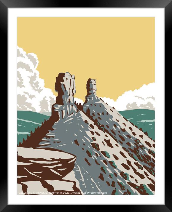 Chimney Rock National Monument in San Juan National Forest in Southwestern Colorado WPA Poster Art Framed Mounted Print by Aloysius Patrimonio