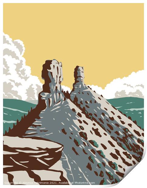 Chimney Rock National Monument in San Juan National Forest in Southwestern Colorado WPA Poster Art Print by Aloysius Patrimonio