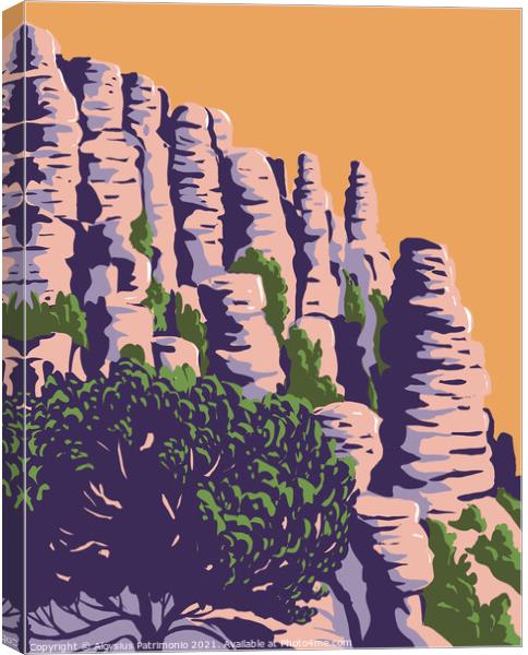 The Hoodoos and Balancing Rocks Chiricahua National Monument in the Chiricahua Mountains of Southeastern Arizona WPA Poster Art Canvas Print by Aloysius Patrimonio